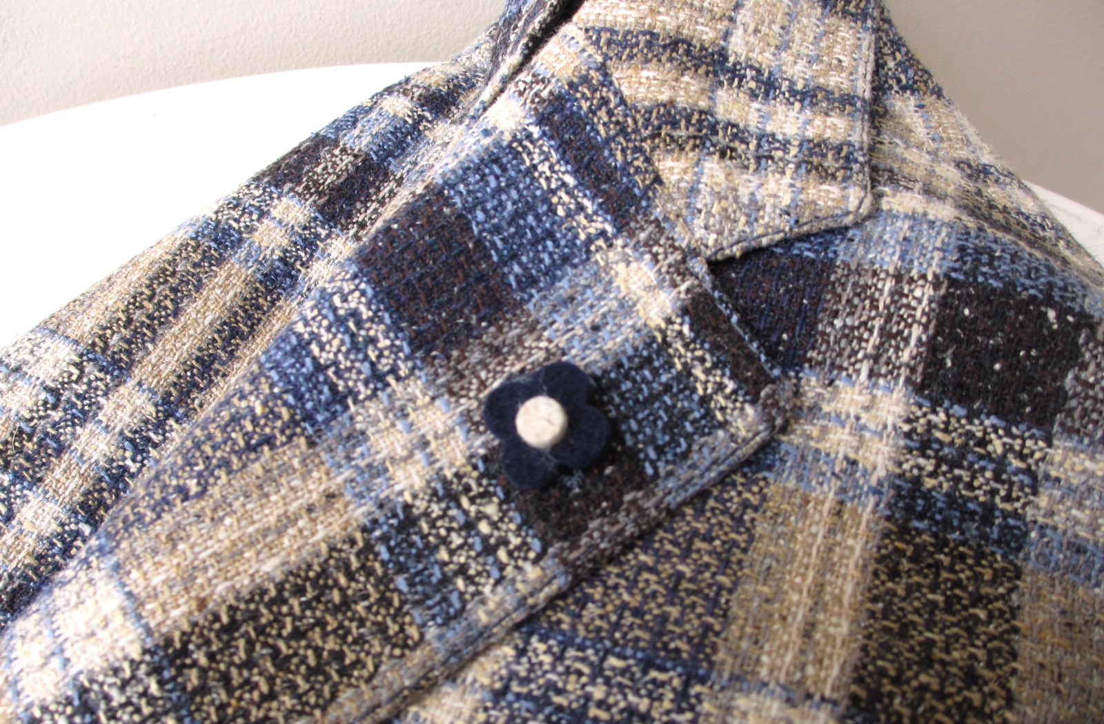 LARDINI ジャケット ネイビー アンコン チェック柄 ウール 46サイズ GLORYGUY & Cachette｜GLORYGUY NEWS