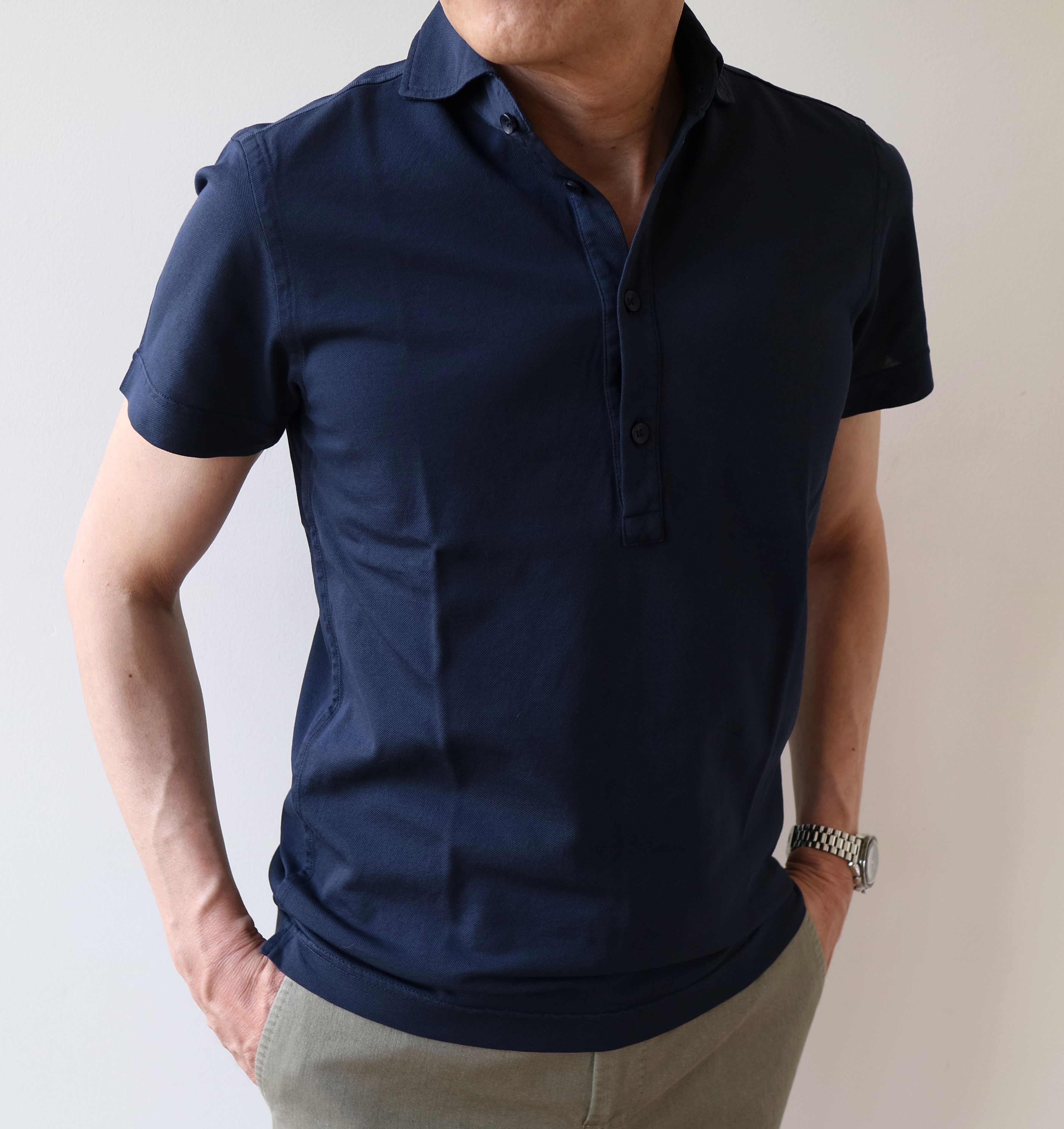 LARDINI ラルディーニ スキッパー ポロシャツ ニットポロ ブラック