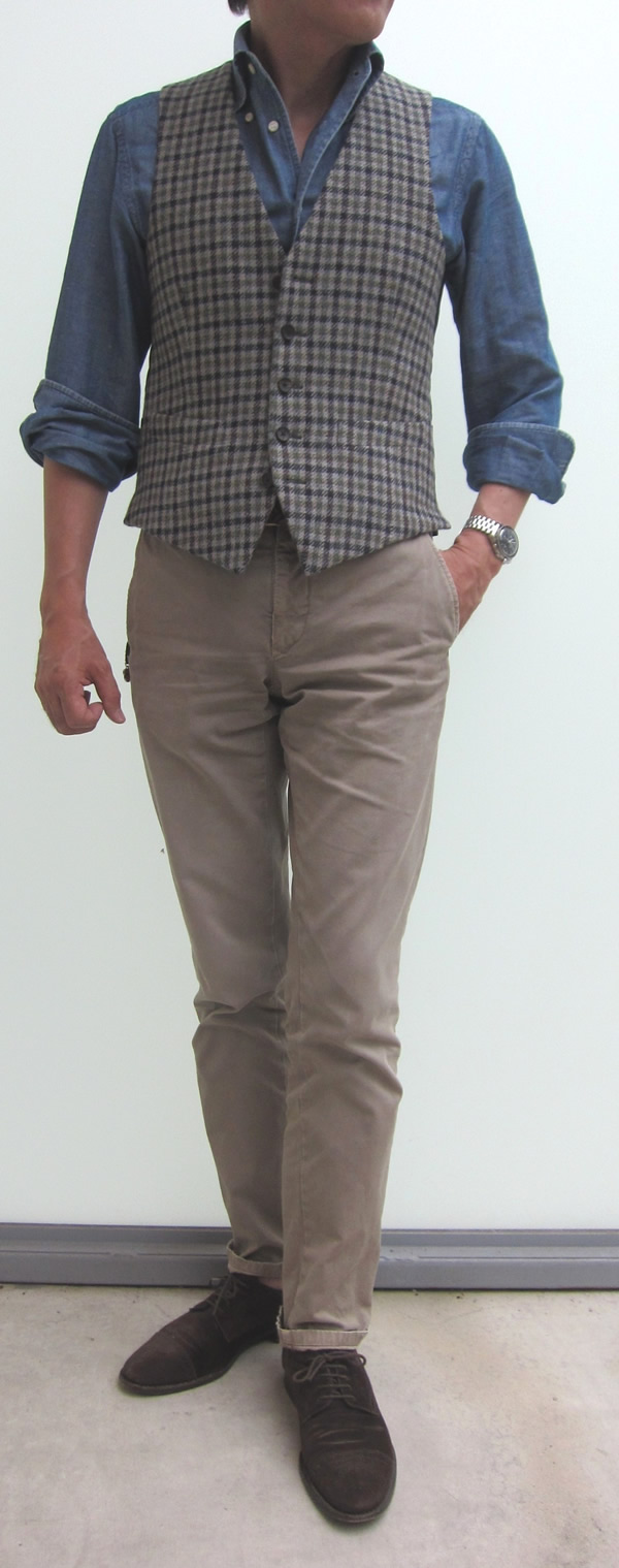 LARDINI/ラルディーニ/ベスト/46/茶系/ジレ/ガンクラブ