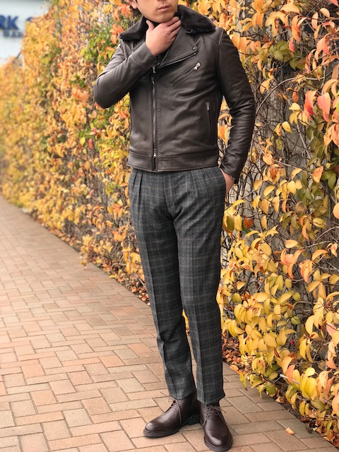 寒空の下で暖まる人肌レザー! 【EMMETI】「GUGIELMO」 中綿入りボア取り外し付きダブルライダースジャケット!!