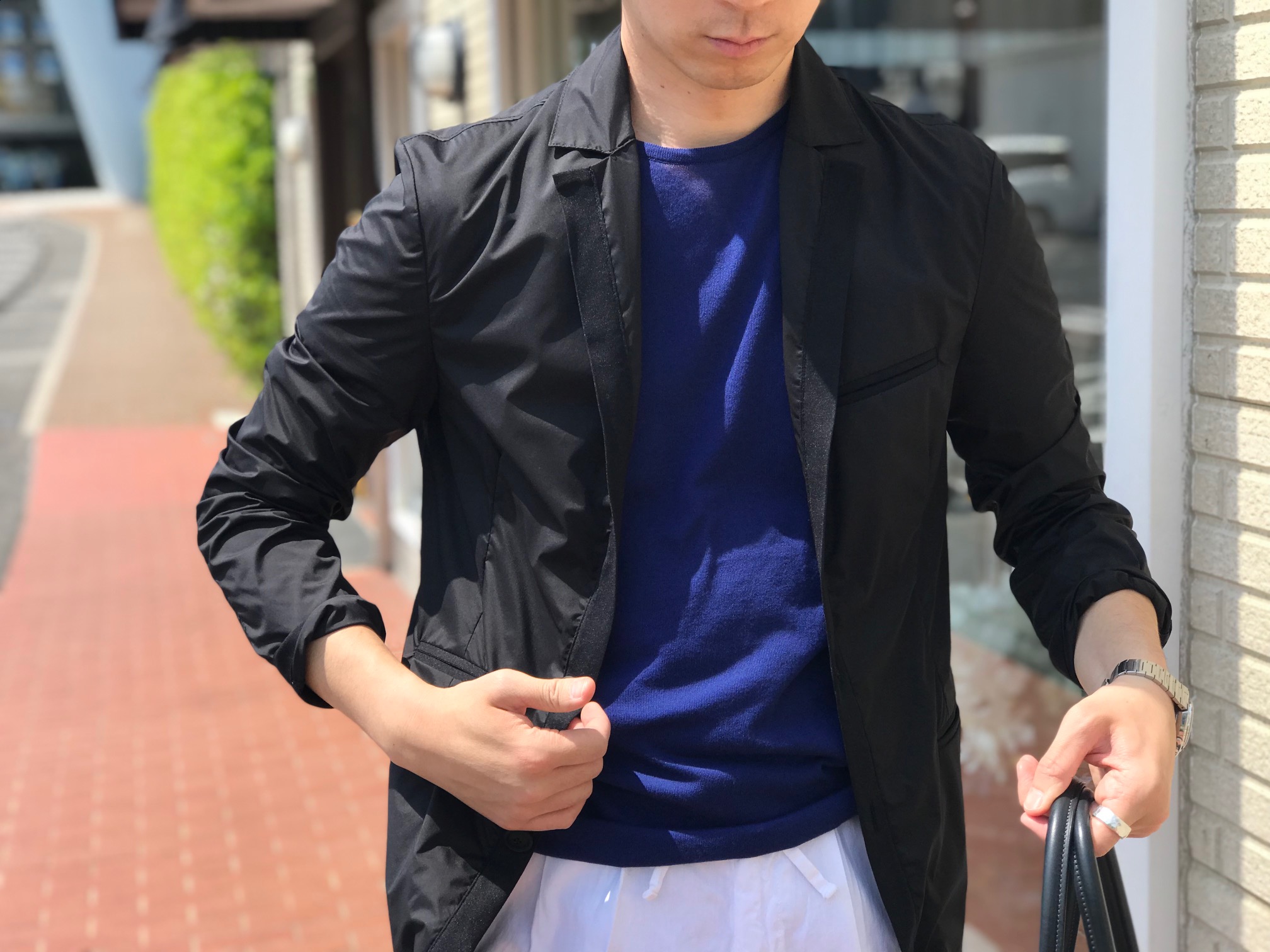 春の羽織りは軽めのナイロンブルゾン⑤! 【AQUARAMA】「82719」タキシード風ストレッチナイロンブルゾン!!