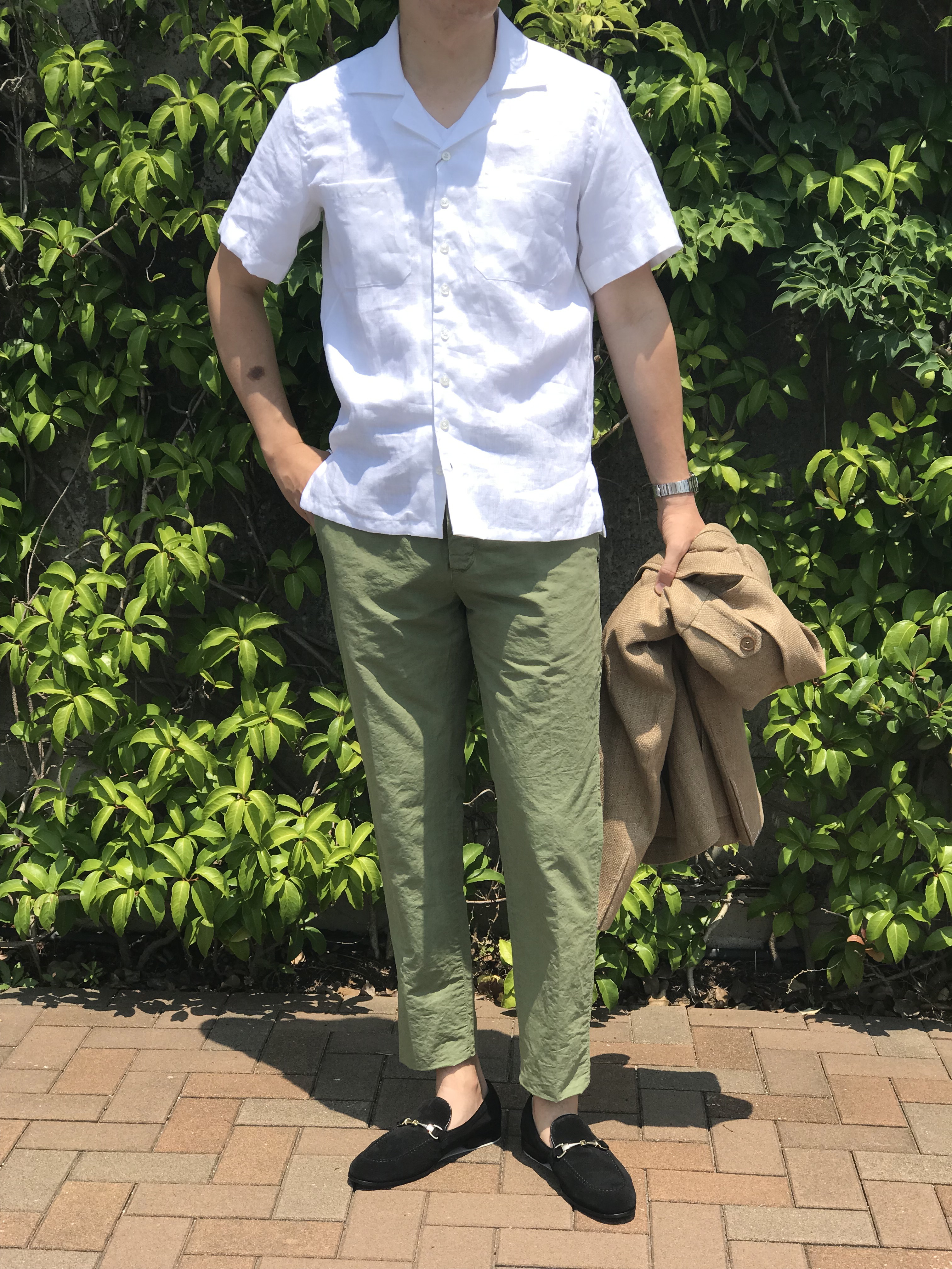 シルエットにゆとりを持って、快適に過ごす開襟シャツ! 【Mario Muscariello】リネン無地オープンカラーシャツ!!