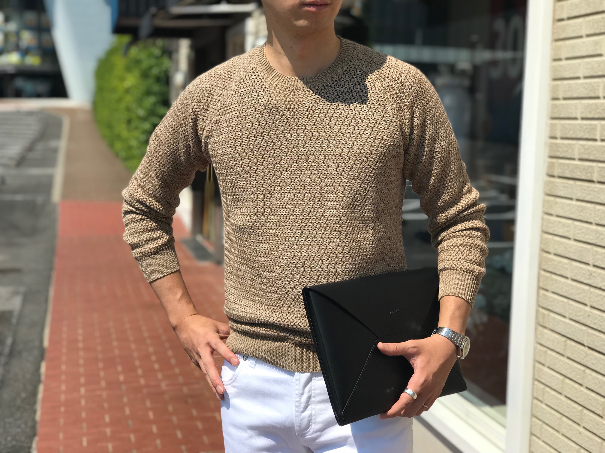 暑さと湿気からの解放! 【ZANONE】「812074-ZJ308」編地切り替えラグランラウンドネックセーター!!