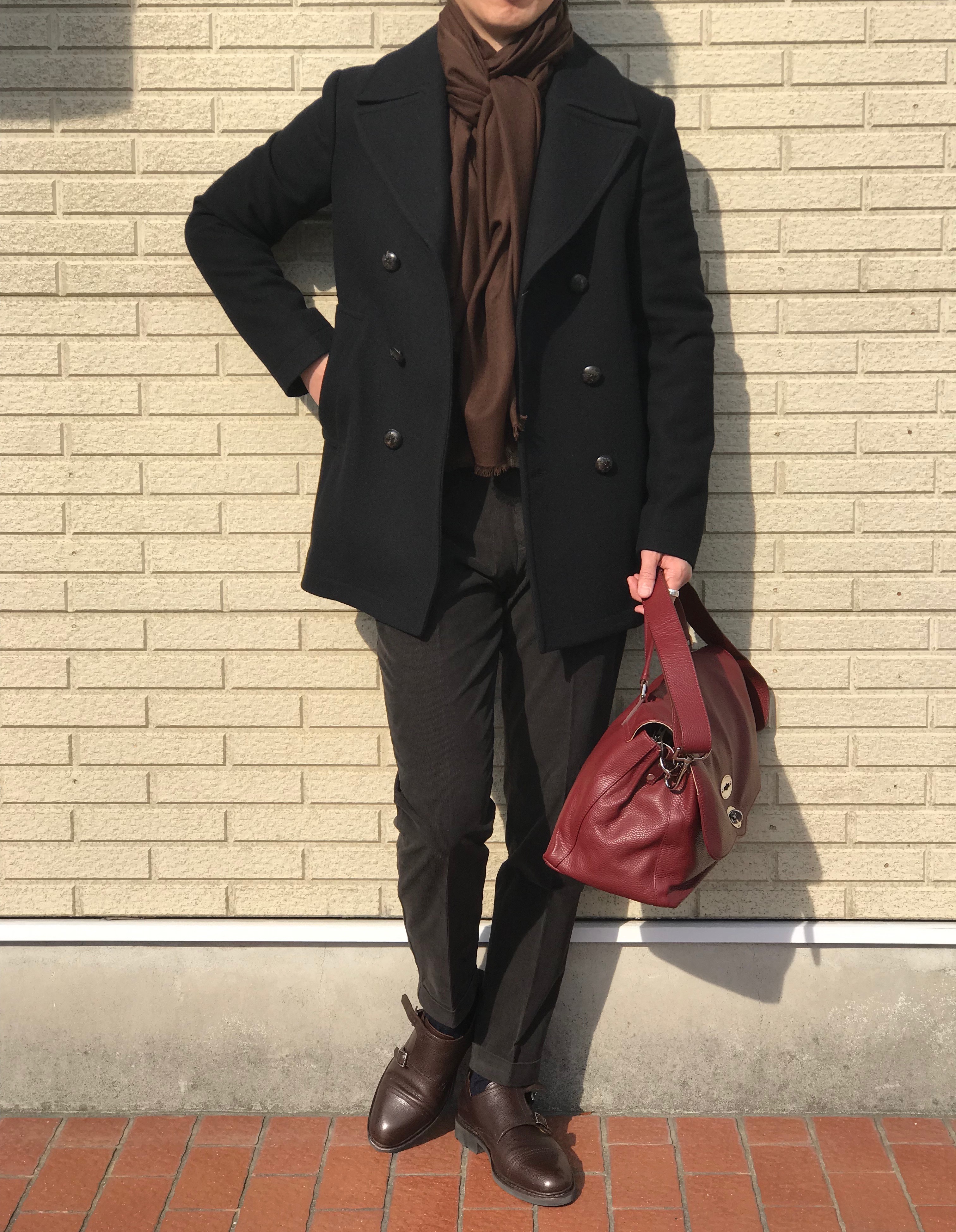 ブラウンとブラックで作るビターな日常着! 【THE GIGI】「YUMA」フランネル地Pコート!!