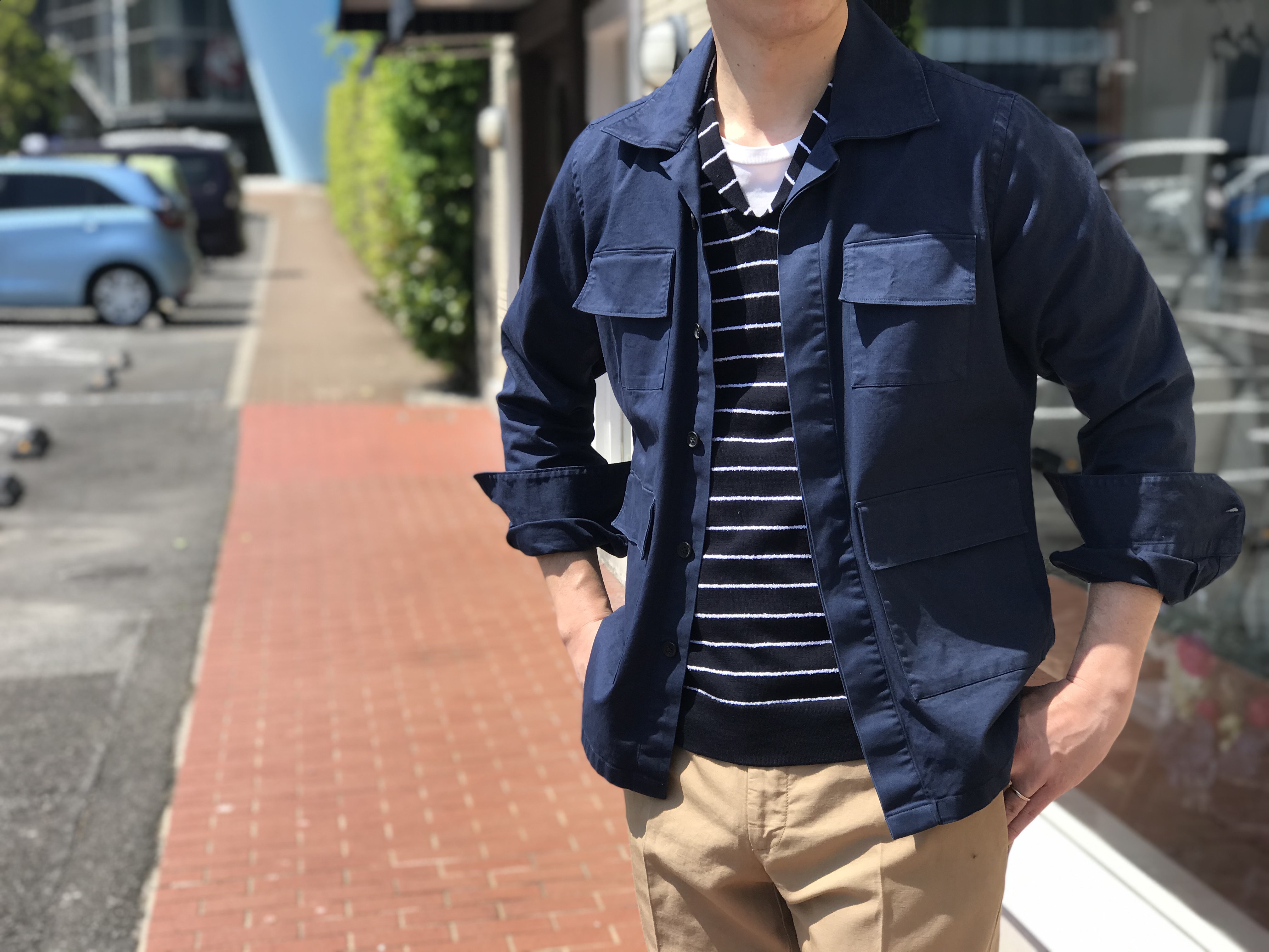 大人の引き出しもある、クリーンでクリアなワークシャツ! eleventy/イレヴンティのコットンツイル地 4ポケットワークシャツ!!