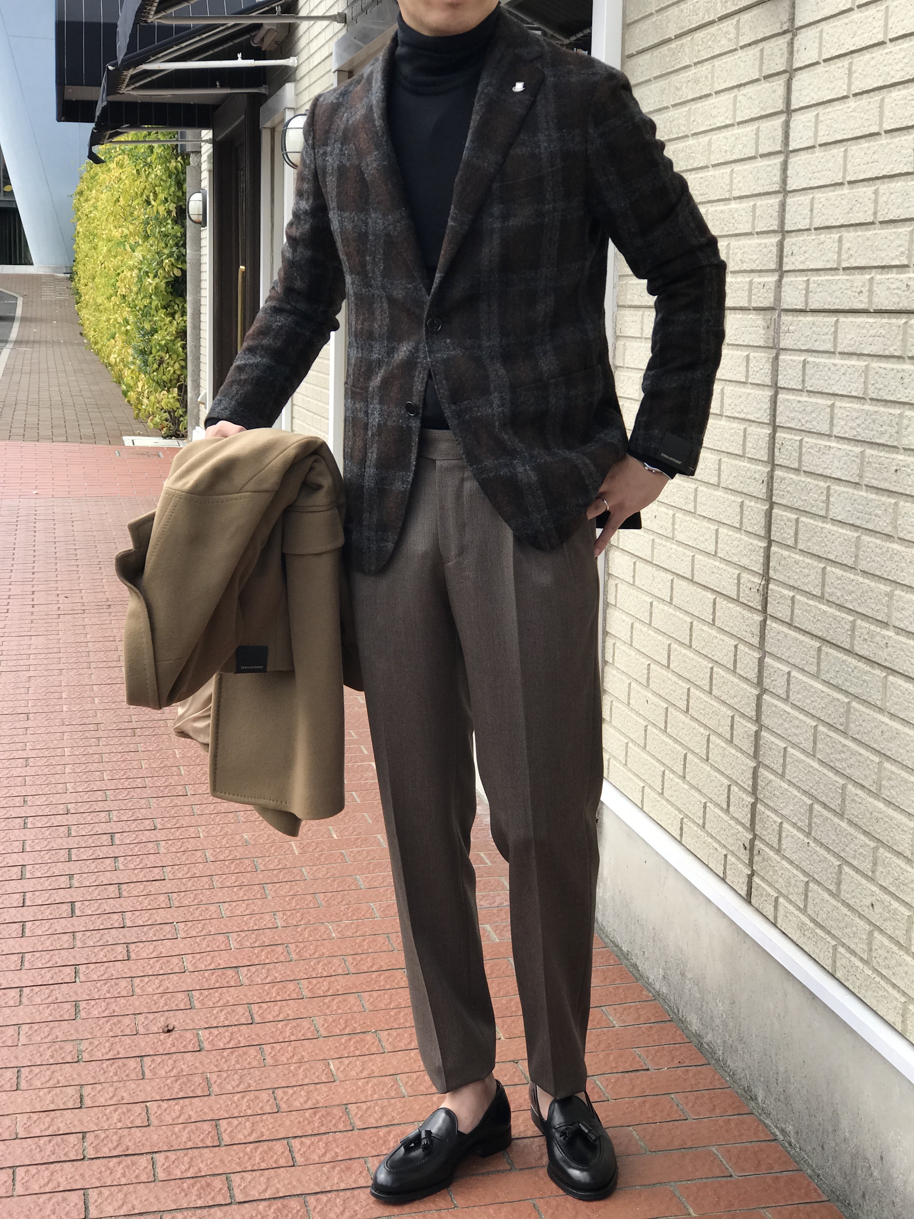 休日に着回す秋のジャケットスタイル②!〜秋のお出掛け編〜【TAGLIATORE】「MONTECARLO」アルパカウール シャドーチェック柄ジャケット