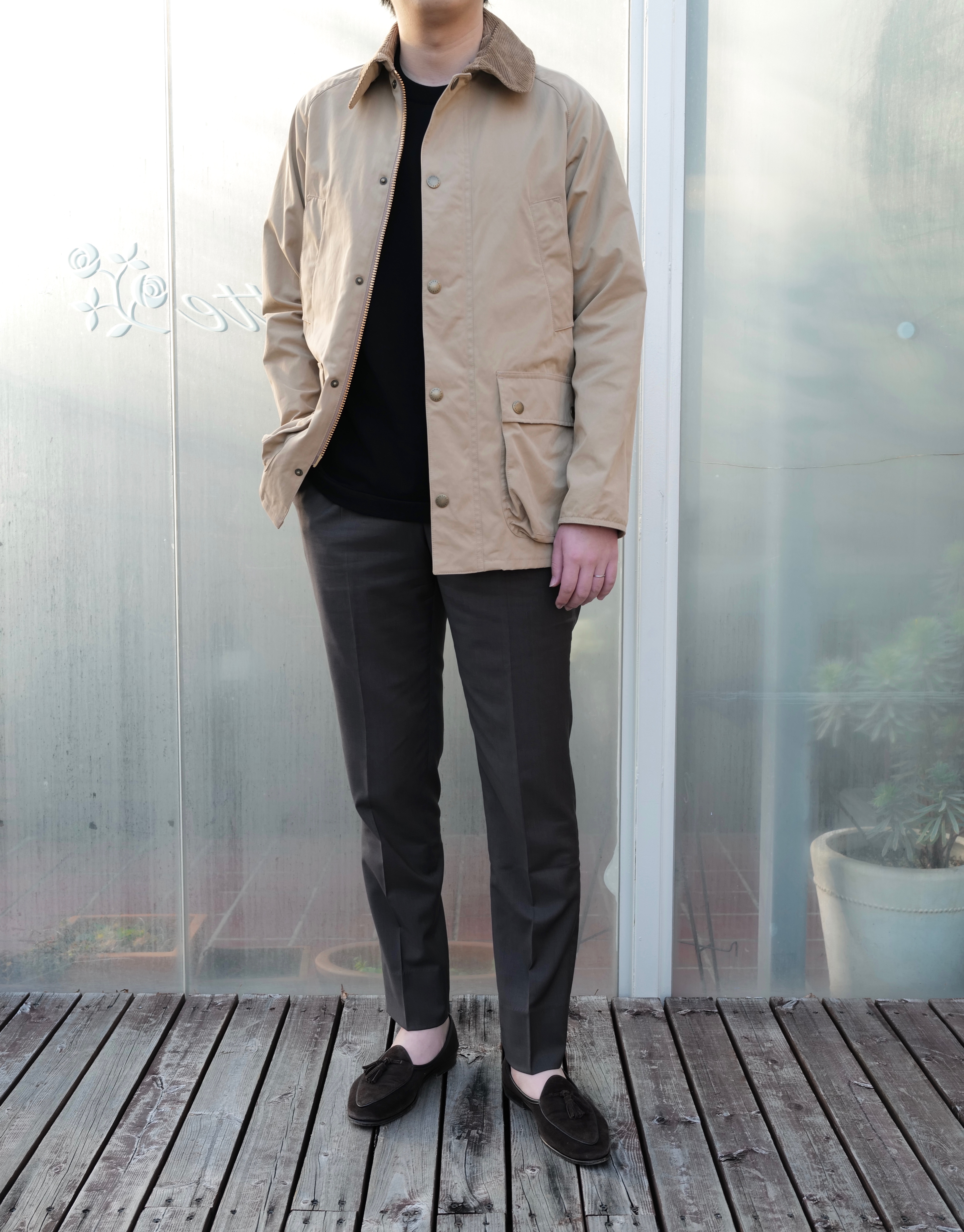 Barbour オリーブ色 ジャケット 40サイズ バブアー シェイプメモリー 